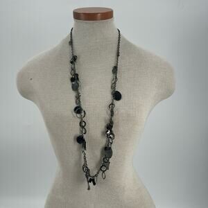Disk and ring layered chain necklace